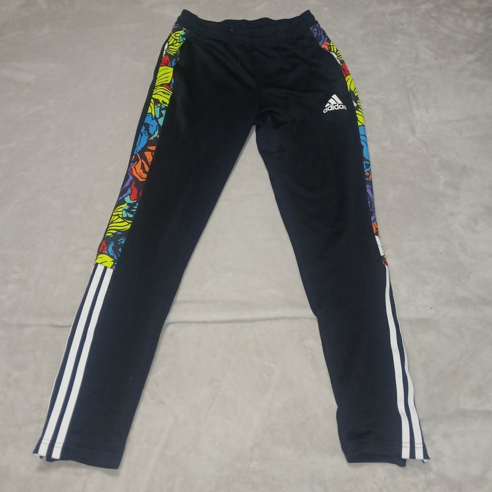 adidas Black Track Pants with Multicolor Side Panels